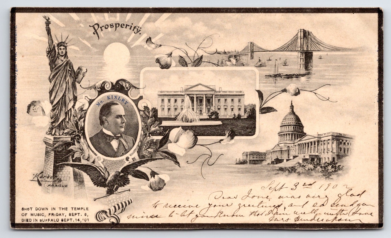 Rare 1902 President McKinley Prosperity Multi-view Antique Private Mailing Card Rare 1902 President McKinley Prosperity Multi-view Antique Private Mailing Card