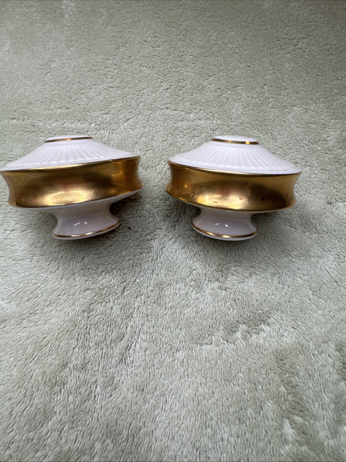 Vintage Lenox Celestial Collection Salt Pepper Shaker SET Gold/Ivory China MCM