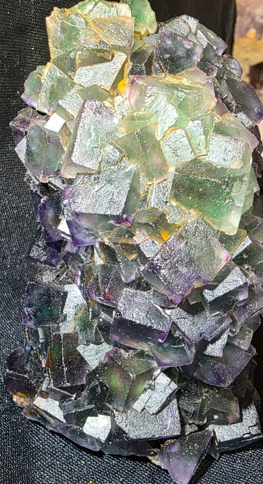 SELF STANDING GREEN PURPLE FLUORITE CUBES — OKORUSU MINE NAMIBIA — 529g