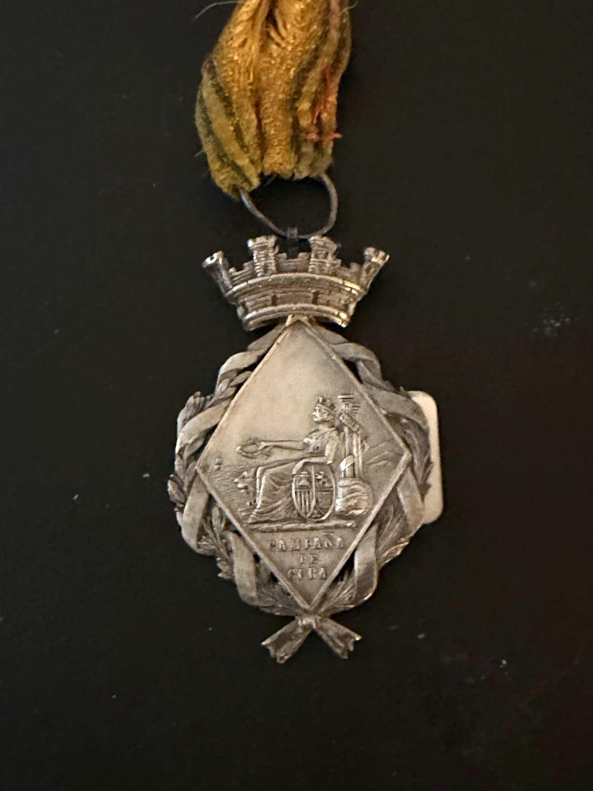 Spain Militaria Medal Cuba Campaign Civil Svce1873 Silver Crown original ribbon Spain Militaria Medal Cuba Campaign Civil Svce1873 Silver Crown original ribbon