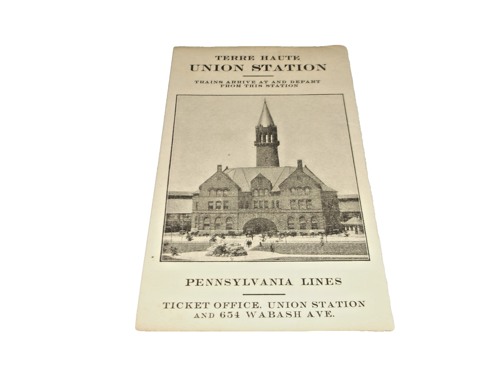 1893 TERRE HAUTE INDIANA UNION STATION PRR ANNOUNCEMENT FOR OPENING