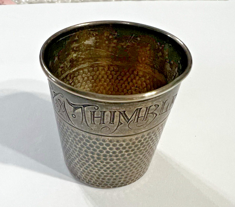 Antique Sterling Silver shot glass by Webster with etching 