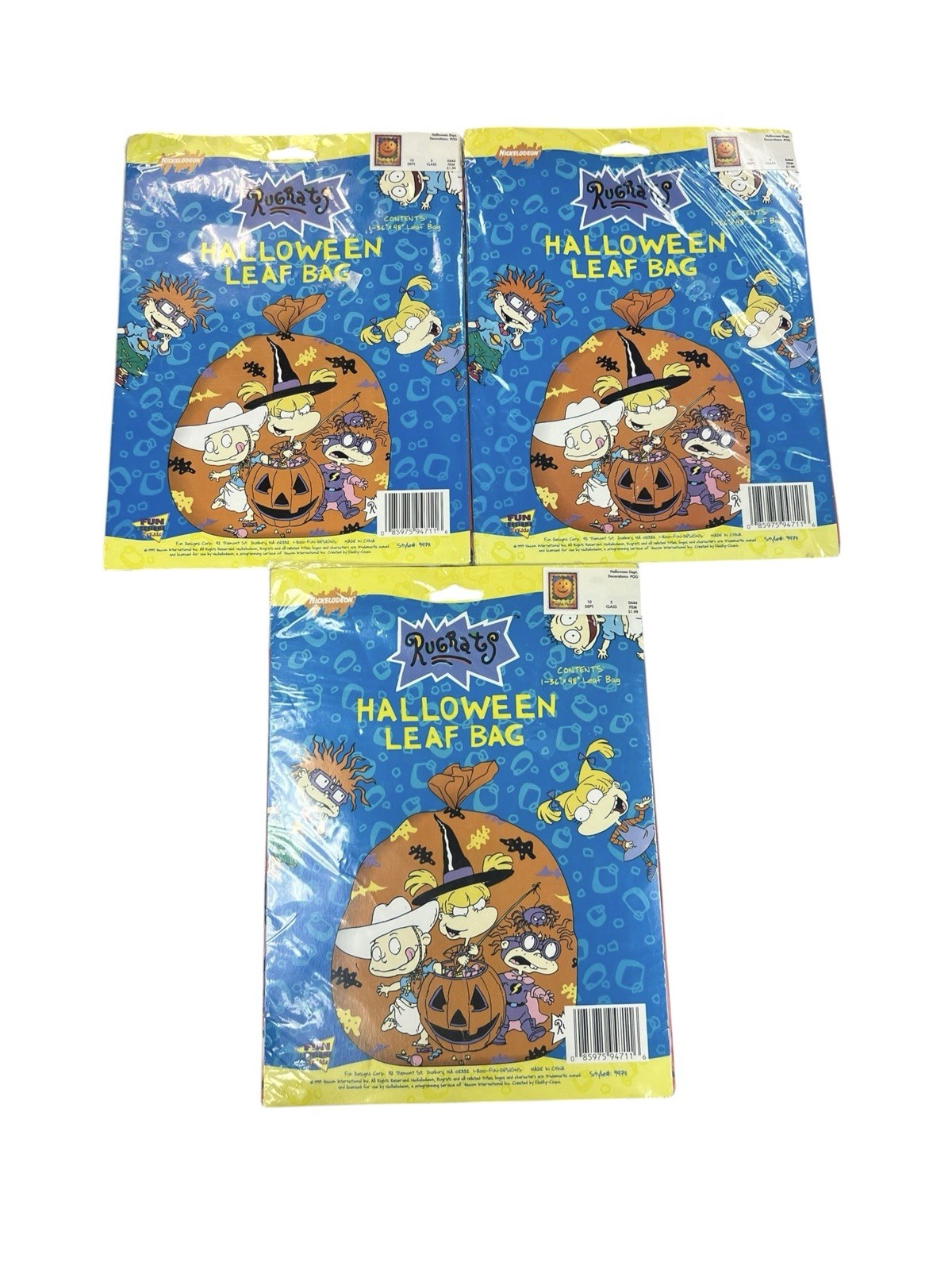 Vtg 1998 Nickelodeon Rugrats Halloween Leaf Lawn Bags NEW Chuckie Tommy Y2K 90s