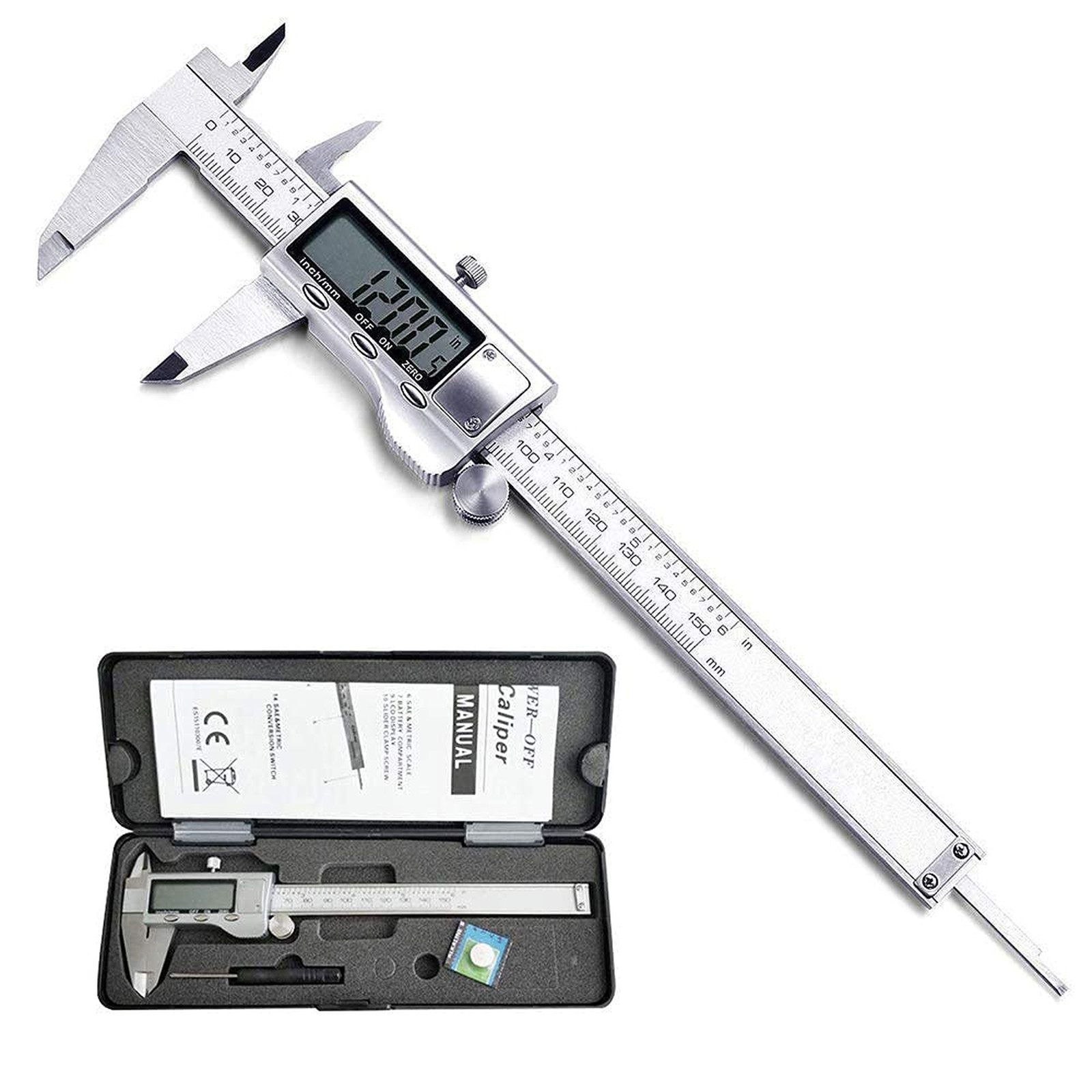 Digital Caliper Stainless Steel Inch mm Conversion 6 Inch Electronic Micrometer Digital Caliper Stainless Steel Inch mm Conversion 6 Inch Electronic Micrometer