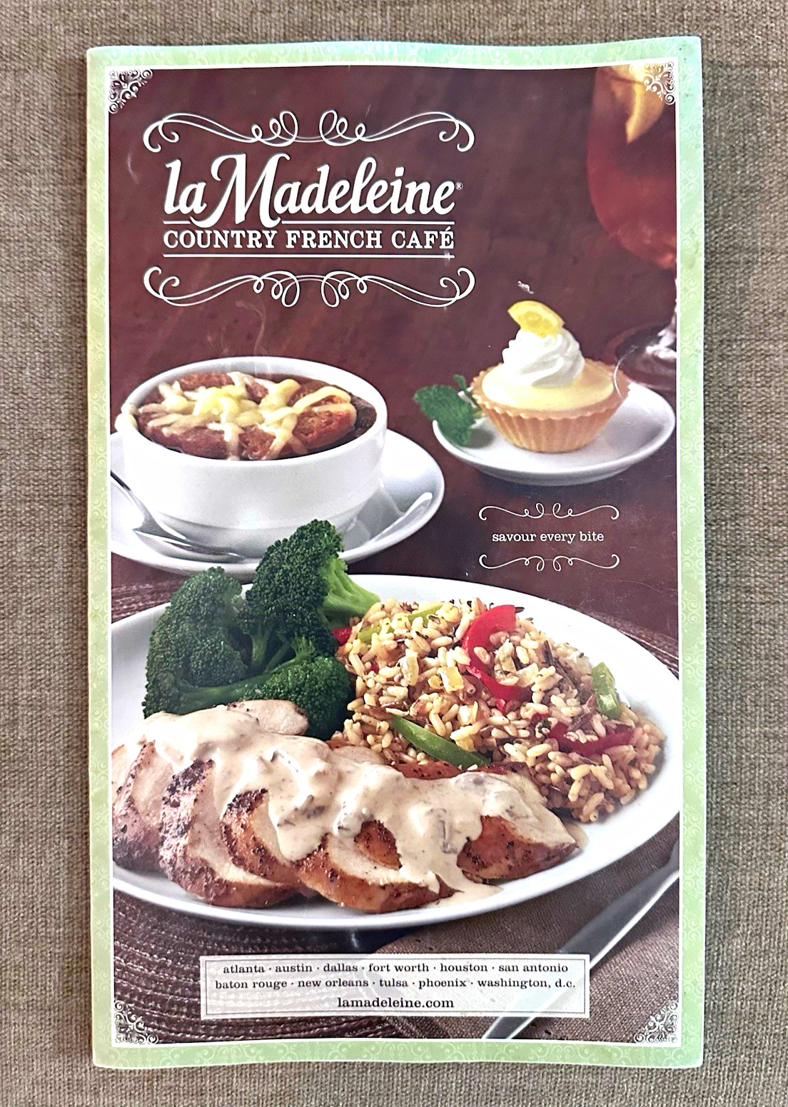 Vintage la Madeleine Country French Café Menu Tri-Fold Food & Drink 2011-2012 Vintage la Madeleine Country French Café Menu Tri-Fold Food & Drink 2011-2012