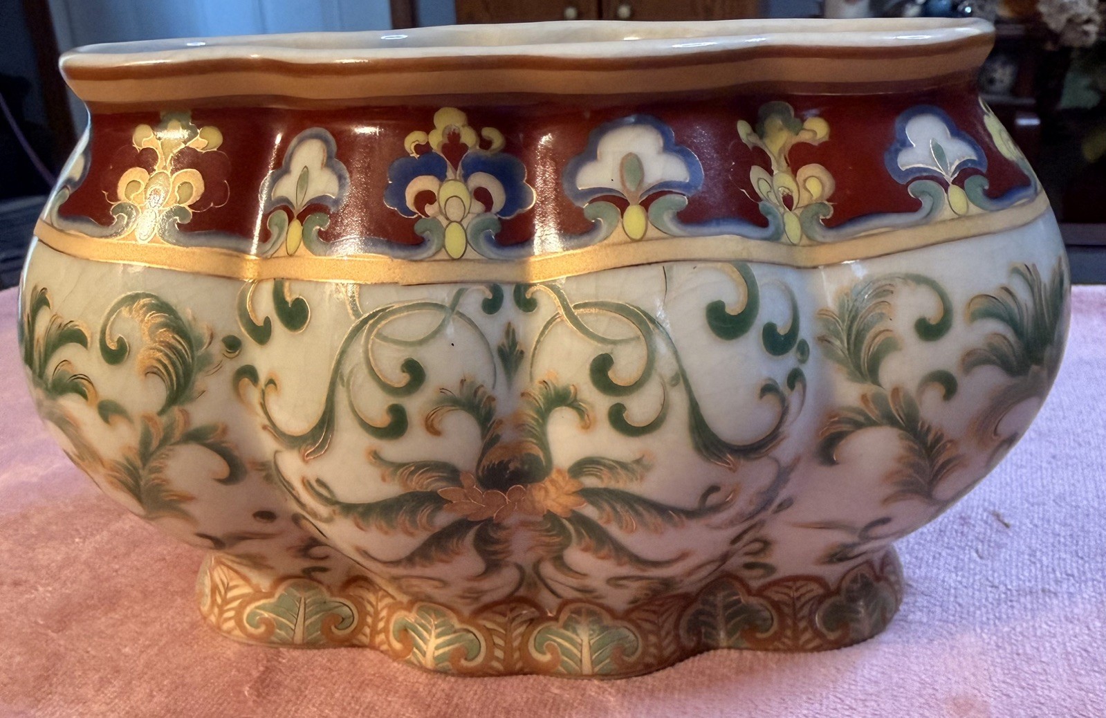 Amita~Chinese Export Porcelain Oval Flower Planter/ Pot/ Vase Antique RARE Amita~Chinese Export Porcelain Oval Flower Planter/ Pot/ Vase Antique RARE
