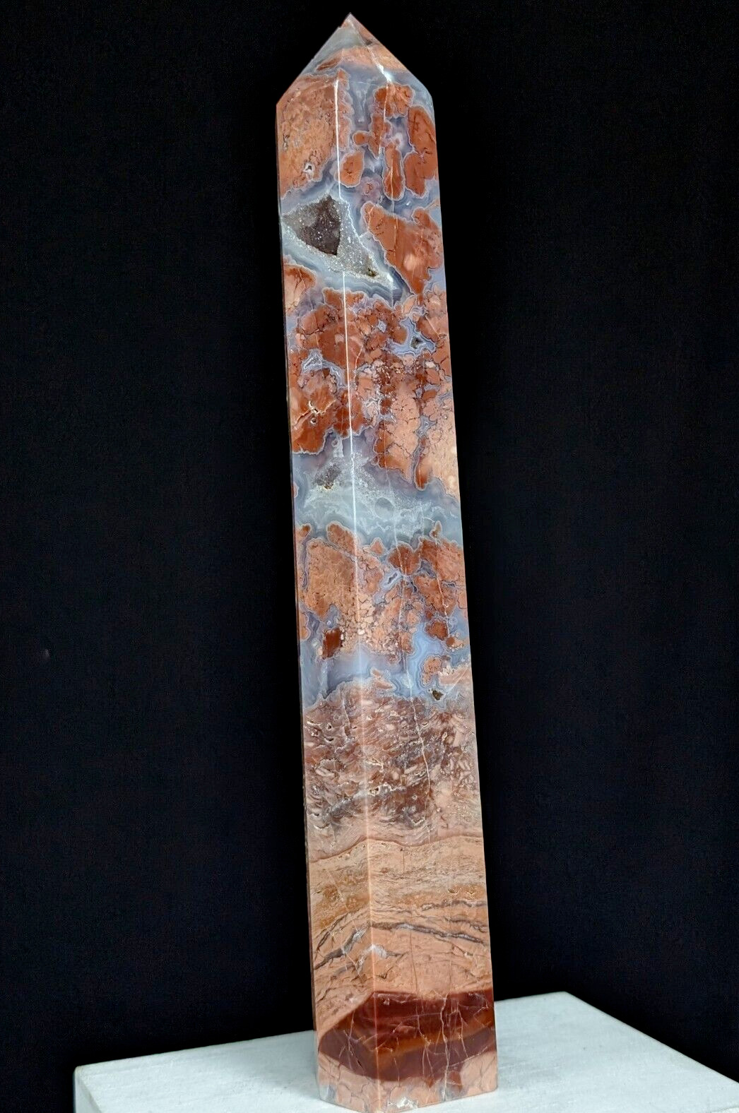 Antique Pink Agate Tower Hot Lace Druzy Large Big Tall Crystal Gemstone Point Antique Pink Agate Tower Hot Lace Druzy Large Big Tall Crystal Gemstone Point