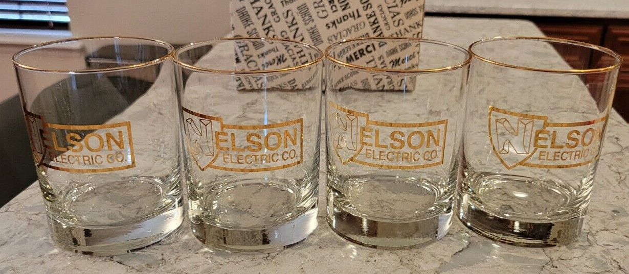 Vintage Nelson Electric Set of 4 Glasses Bourbon Rocks Glass Cedar Rapids Iowa Vintage Nelson Electric Set of 4 Glasses Bourbon Rocks Glass Cedar Rapids Iowa