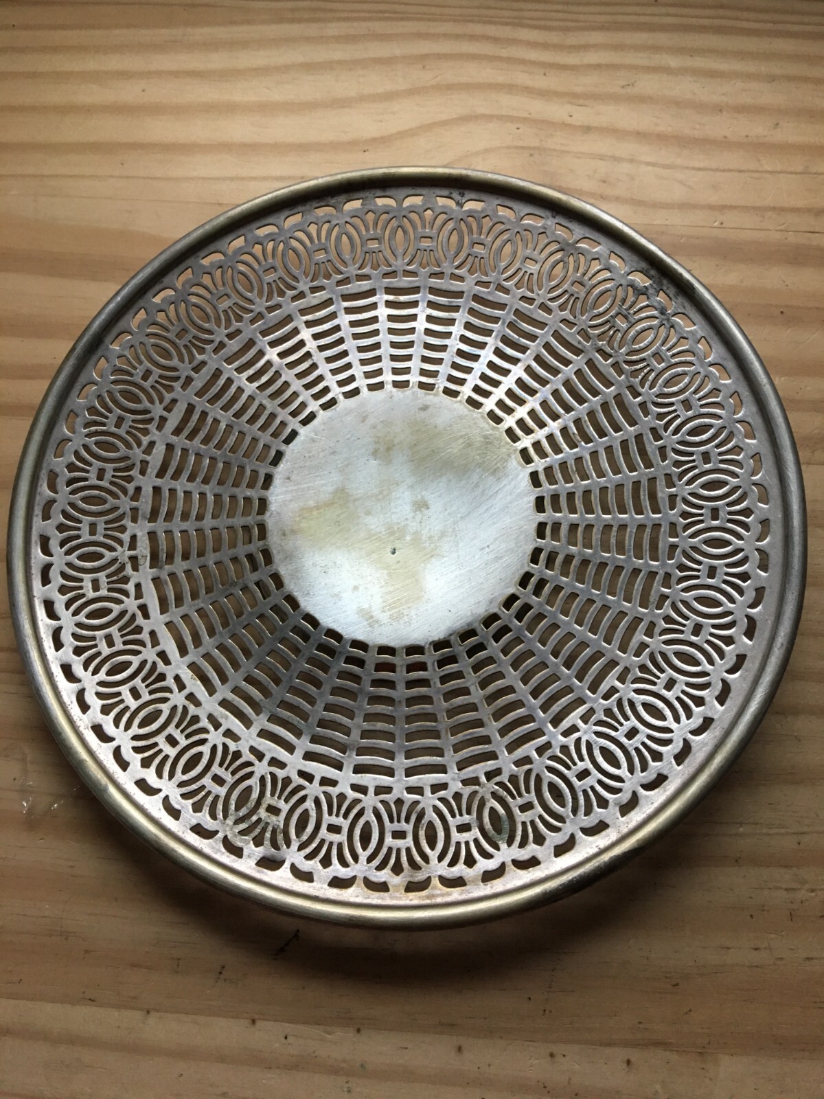VTG 1950s Apollo Sheffield Reticulated Nickel Silver Tray Dish Low Bowl 9.25\ VTG 1950s Apollo Sheffield Reticulated Nickel Silver Tray Dish Low Bowl 9.25\