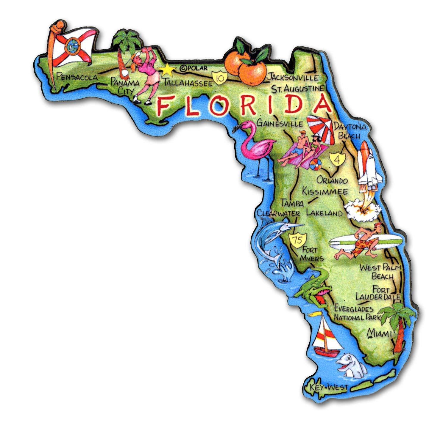Florida The Sunshine State Artwood Jumbo Fridge Magnet