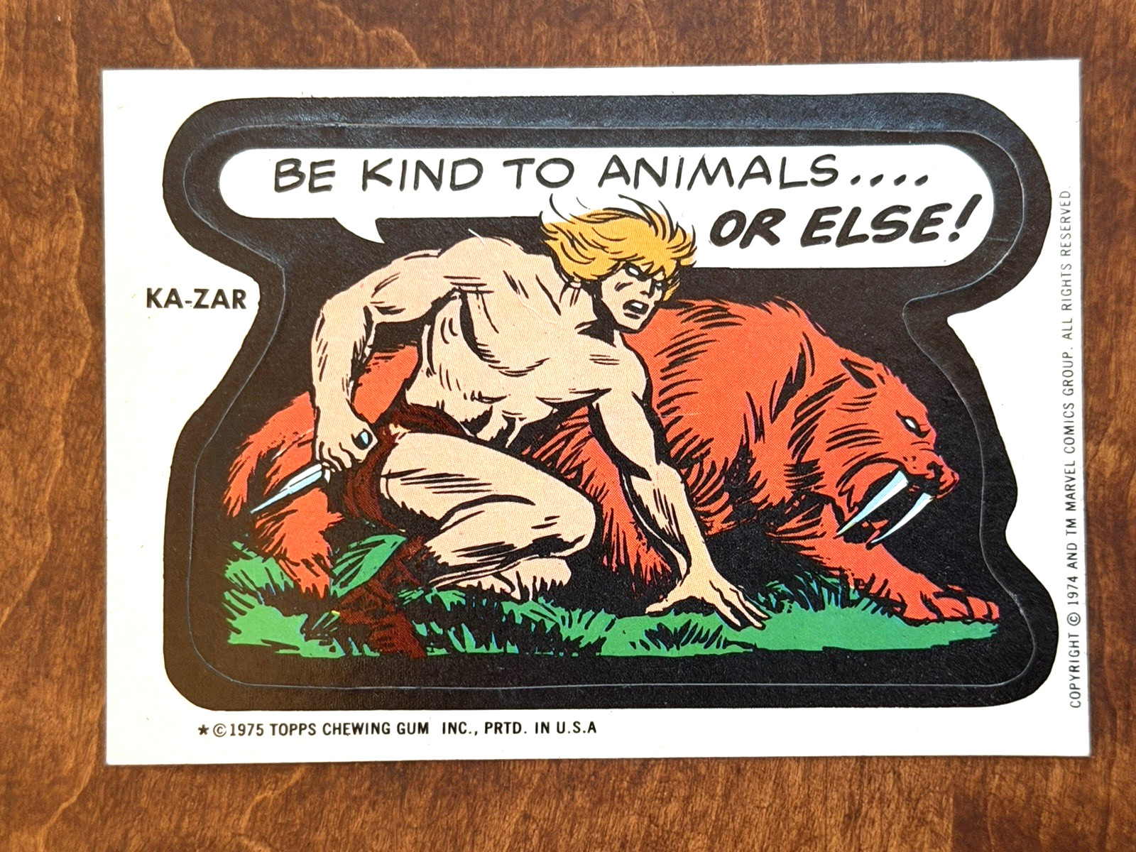 Vtg 1975 Topps Marvel Super-Heroes Sticker Ka-Zar - Tan Test Back - Ex Cond Vtg 1975 Topps Marvel Super-Heroes Sticker Ka-Zar - Tan Test Back - Ex Cond