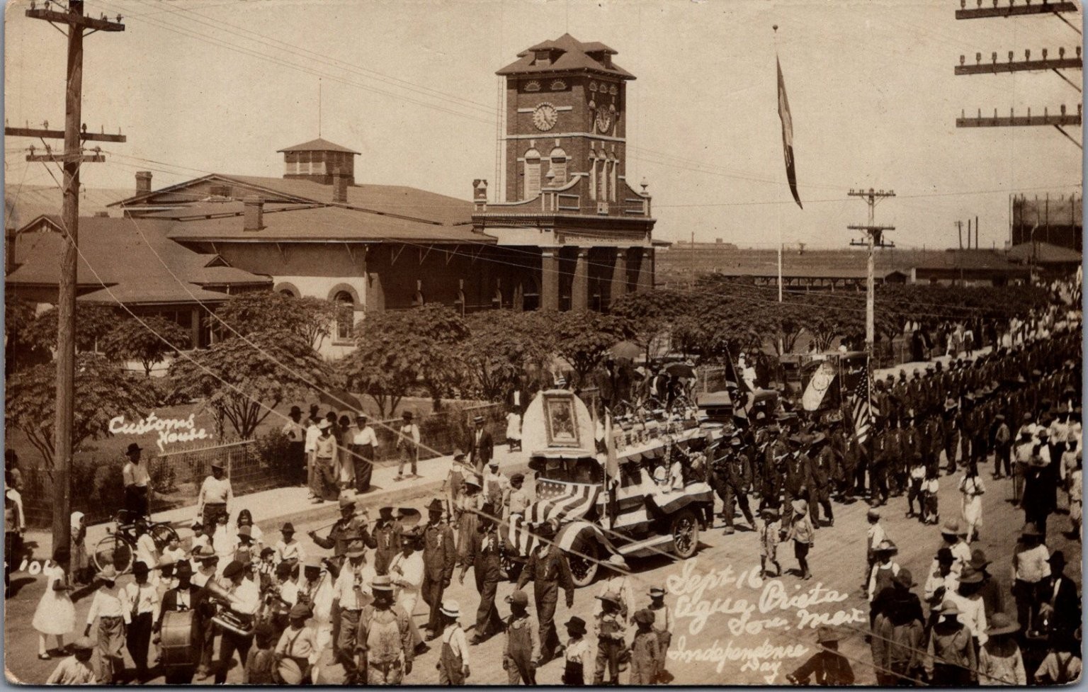 1920 Agua Prieta Mexico Independence Day Parade RPPC Customs House 1920 Agua Prieta Mexico Independence Day Parade RPPC Customs House