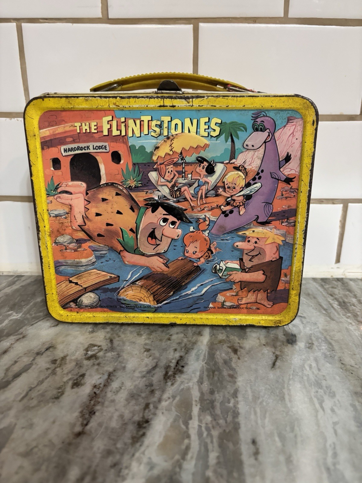 Vintage 1962 or 1964 Flintstones Lunchbox Metal Aladdin - NO THERMOS or Holder