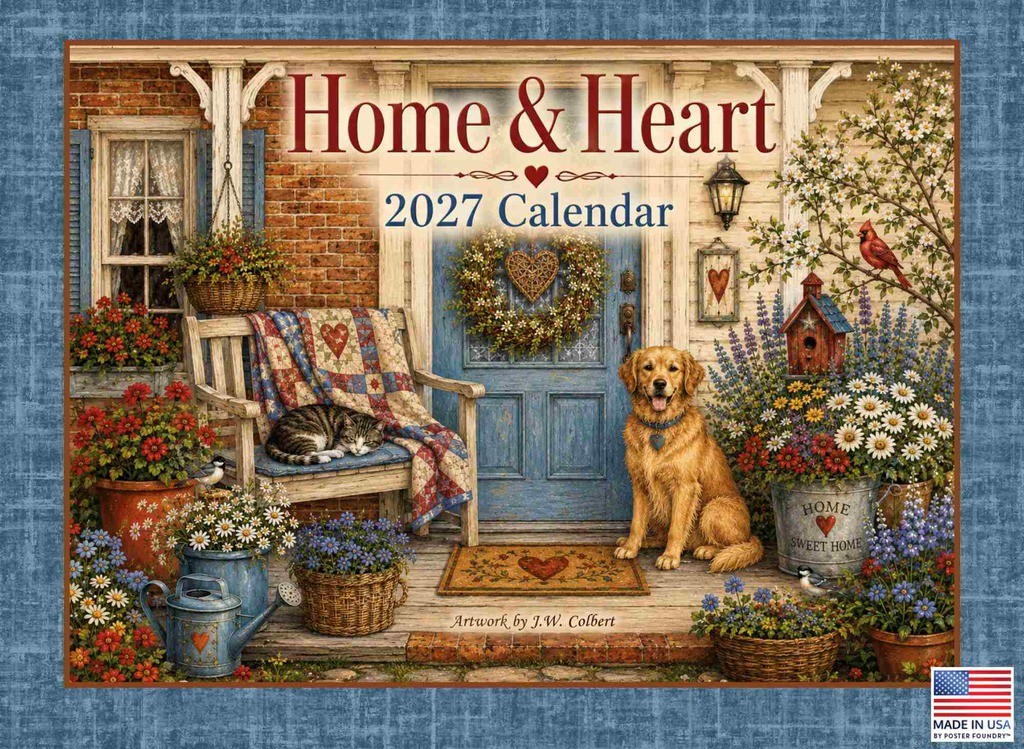 Home And Heart Calendar 2027 Monthly Wall Folk Art USA Made in America Home And Heart Calendar 2027 Monthly Wall Folk Art USA Made in America