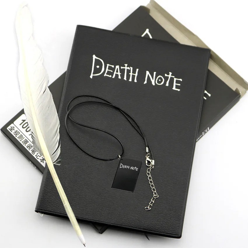 Death Note Journal Set Leather Notebook Feather Pen Necklace Anime Cosplay Gift Death Note Journal Set Leather Notebook Feather Pen Necklace Anime Cosplay Gift