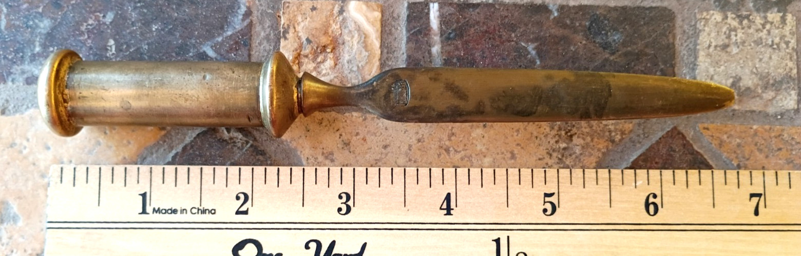 WW2 Mauser German Brass Letter Opener heavy, from 1935-1946 a promotional item