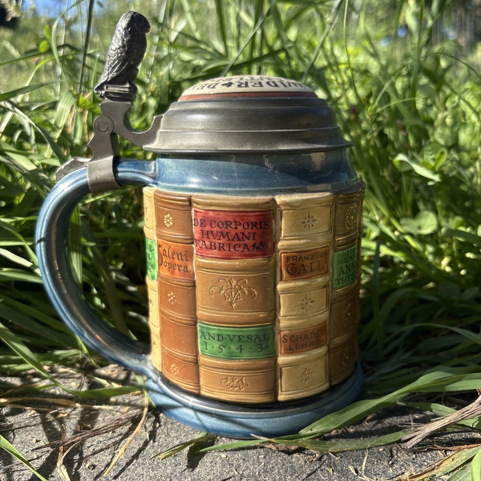 Villeroy & Boch Mettlach Medical Book Beer Stein WMF Lid c1893–1902