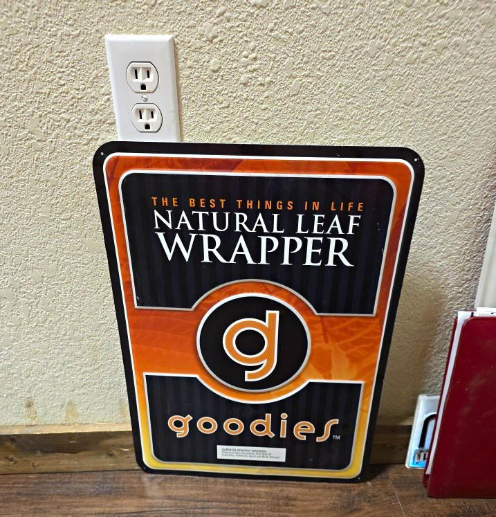 Goodies Natural Leaf Wrapper Advertising Sign - Black Brown Orange White