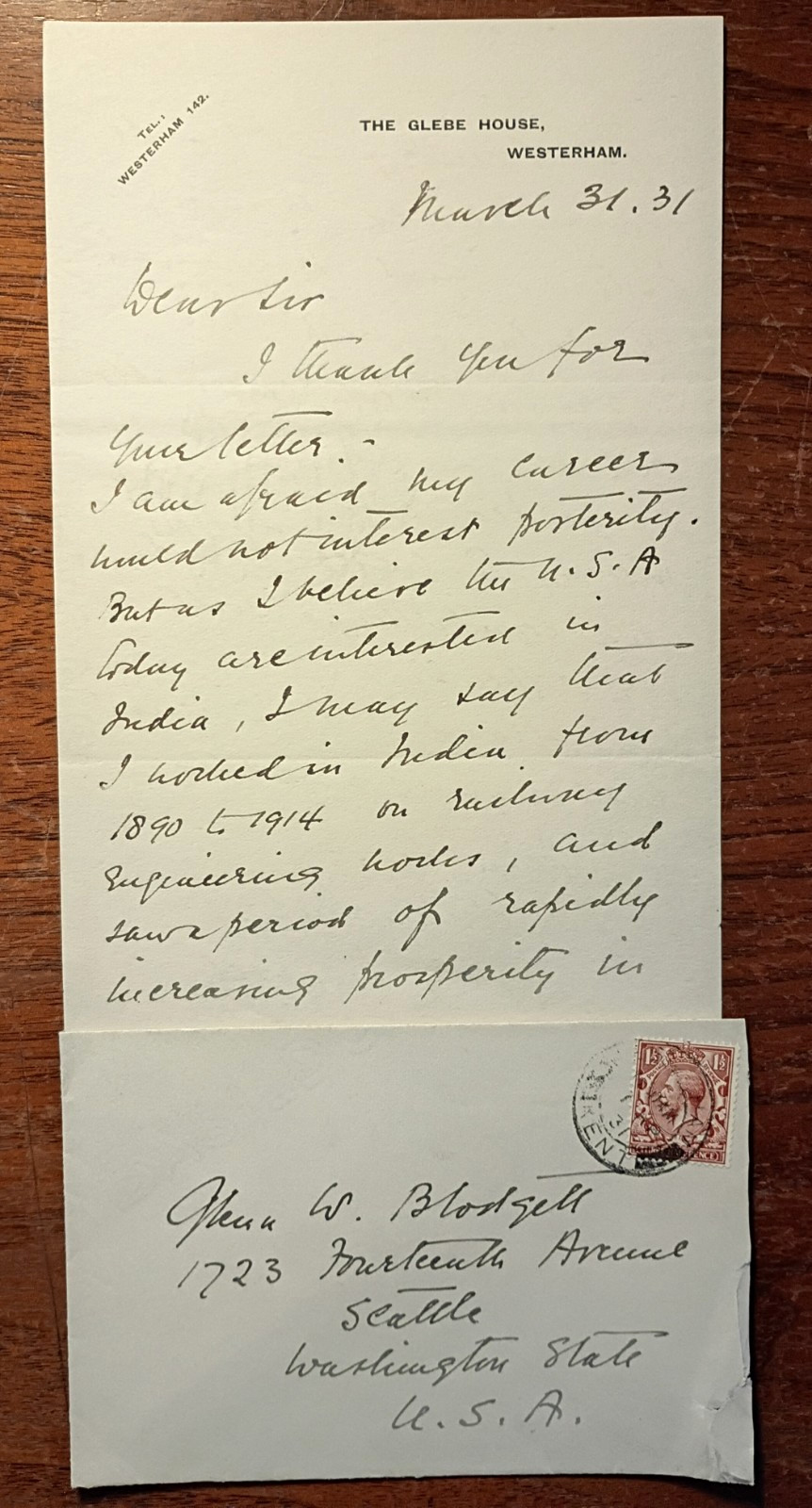 Royal Engineer Brig-General Guy Ashley Gurney Lubbock (1870-1956) Signed Letter