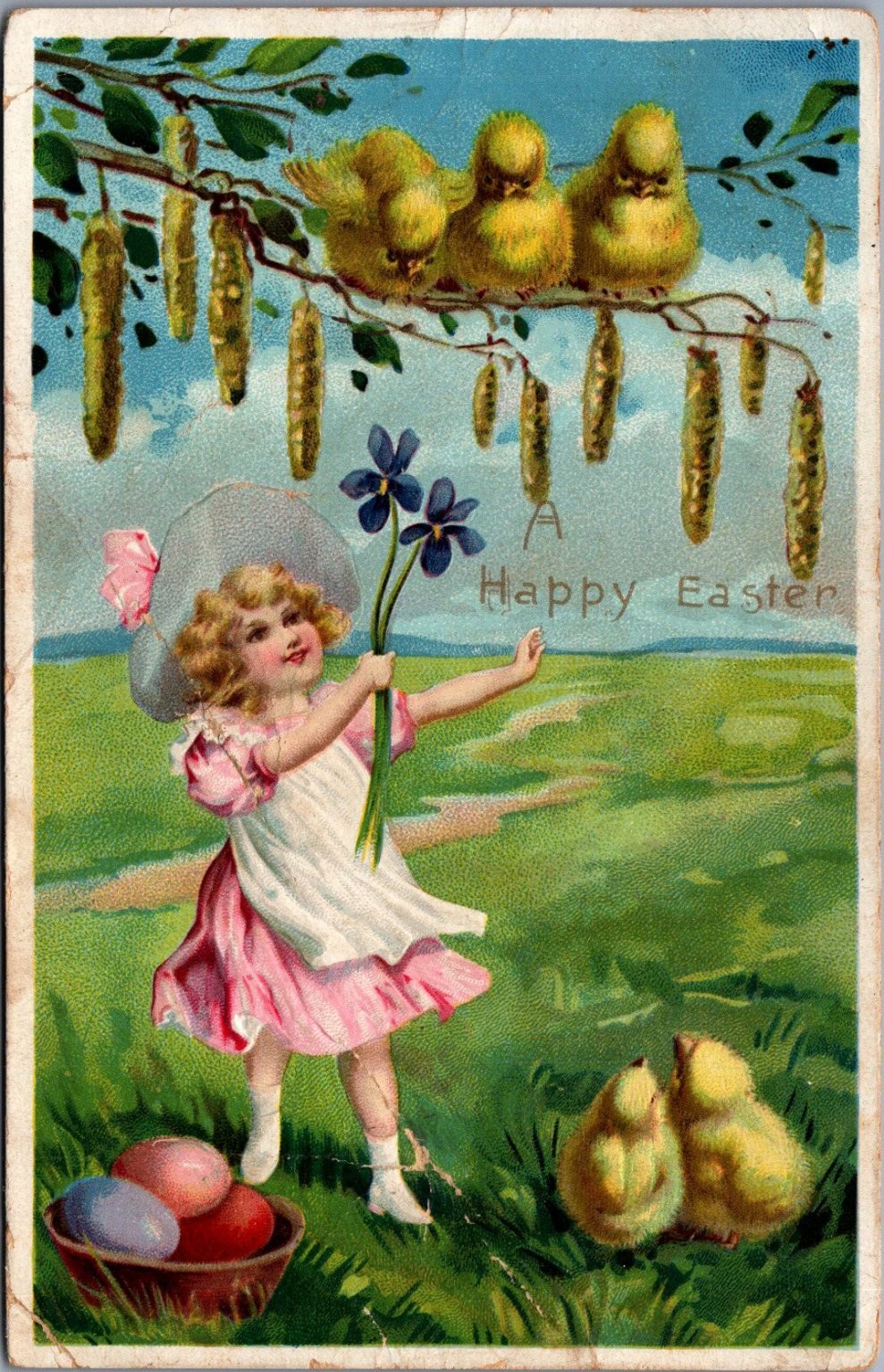 Raphael Tuck Easter Postcard Girl Chicks Eggs 1907 Mansfield Oilette Raphael Tuck Easter Postcard Girl Chicks Eggs 1907 Mansfield Oilette
