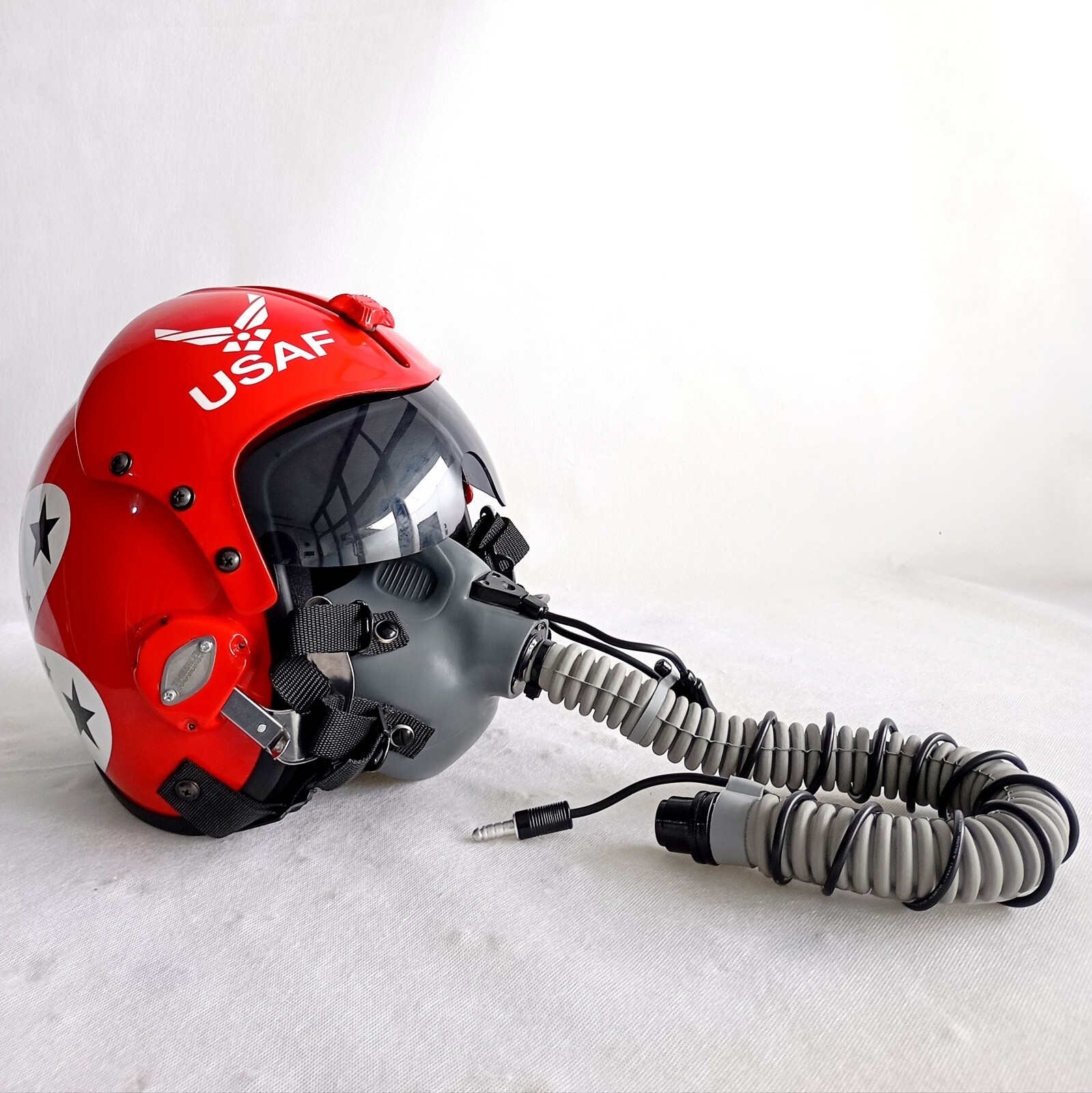 HGU-33 Thunderbirds Squadron Flight Helmet Prop Pilot USAF Air Force + MBU Mask HGU-33 Thunderbirds Squadron Flight Helmet Prop Pilot USAF Air Force + MBU Mask