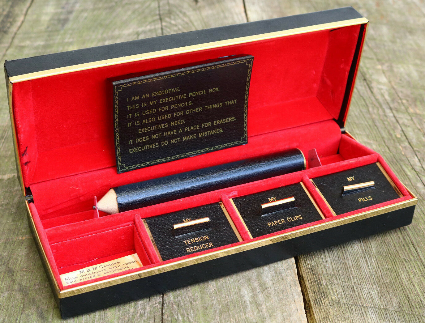 Vintage Rare EXECUTIVE huge Pencil Box gift Novely Humor Kitsch 70s MCM fun ZU