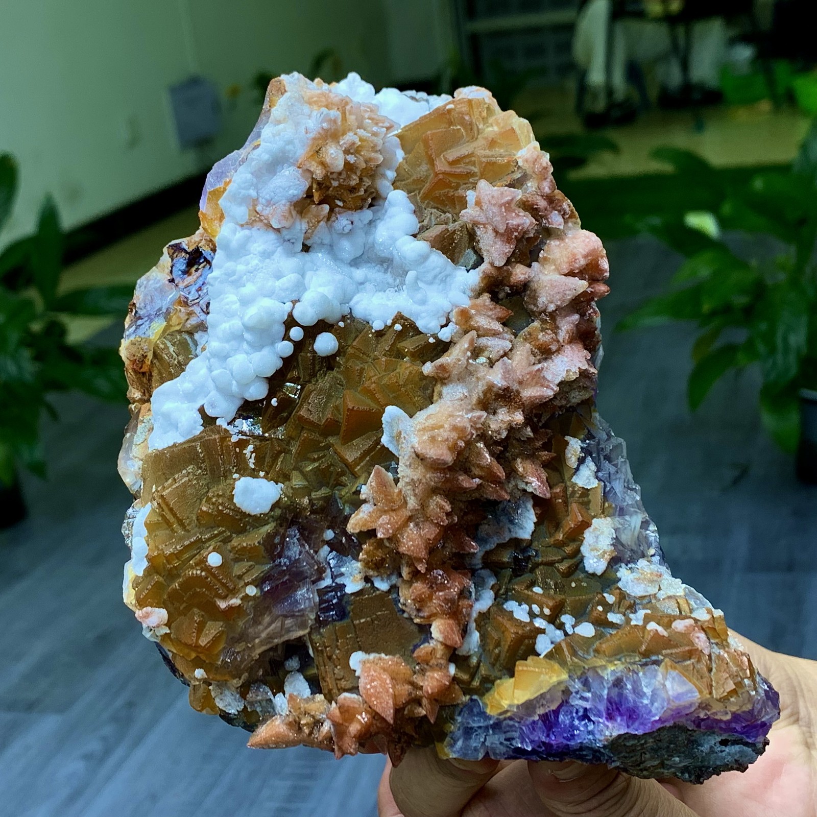 3.38LB Natural calcite+fluorite mineral sample Symbiotic /Yunnan