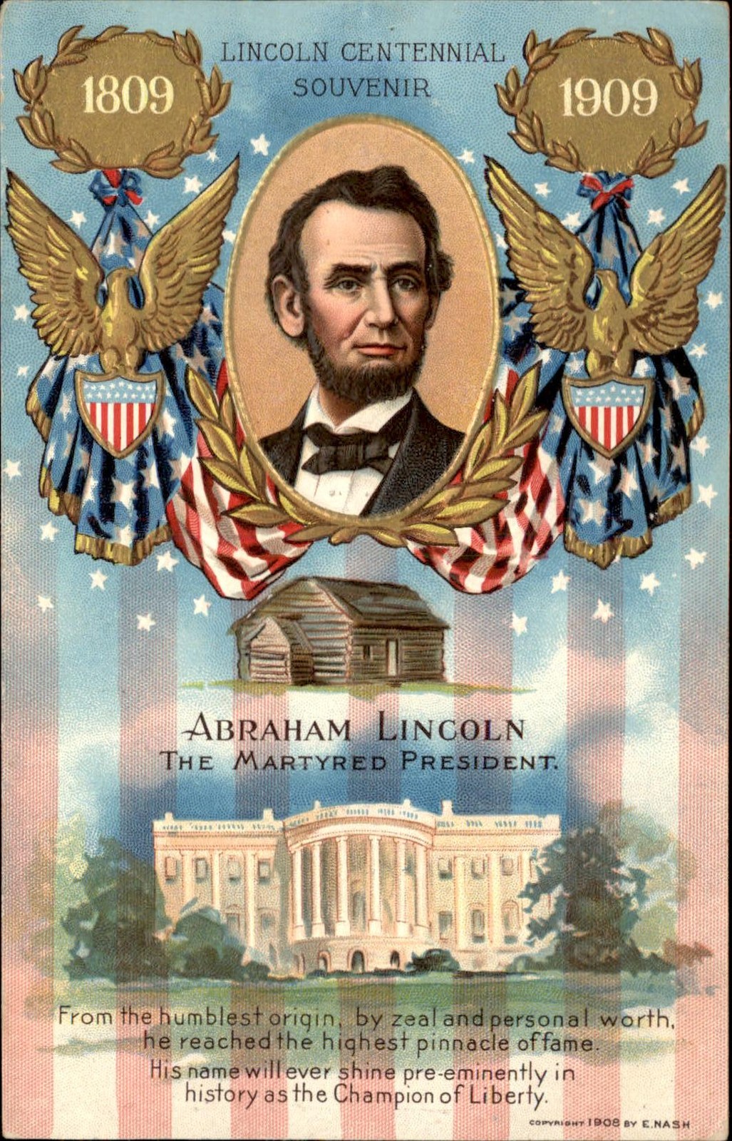 Abraham Lincoln Centennial Embossed E. Nash #2 c1909 Vintage Postcard Abraham Lincoln Centennial Embossed E. Nash #2 c1909 Vintage Postcard