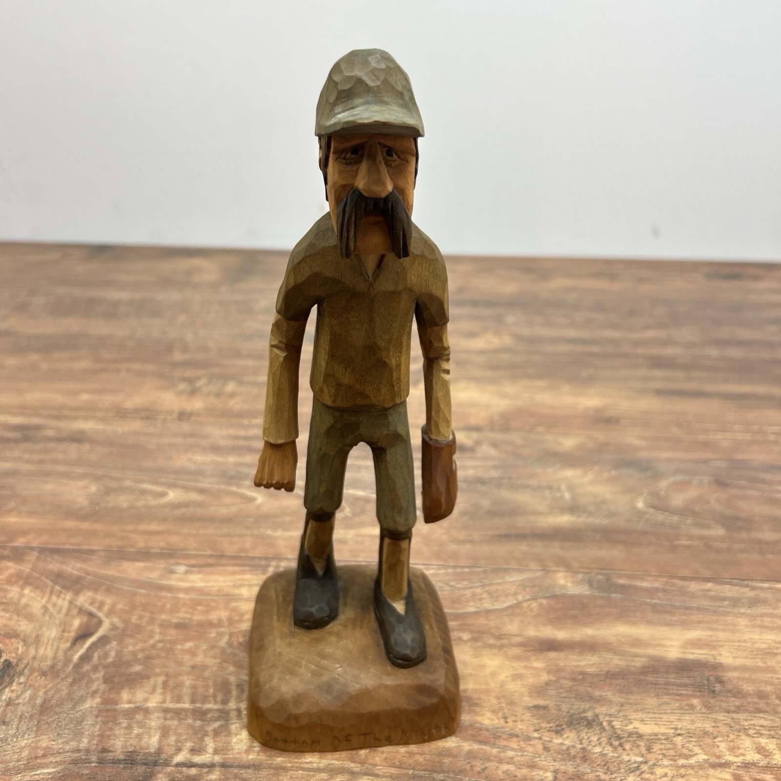 Mike Shipley Hand Carved Wood Baseball Folk Figurine Signed Bottom of the Ninth