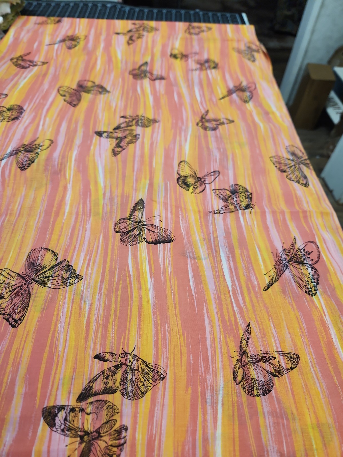 BT Yard Vintage  Retro Butterfly Ombre Striped 60s Fabric Lightweight clothing