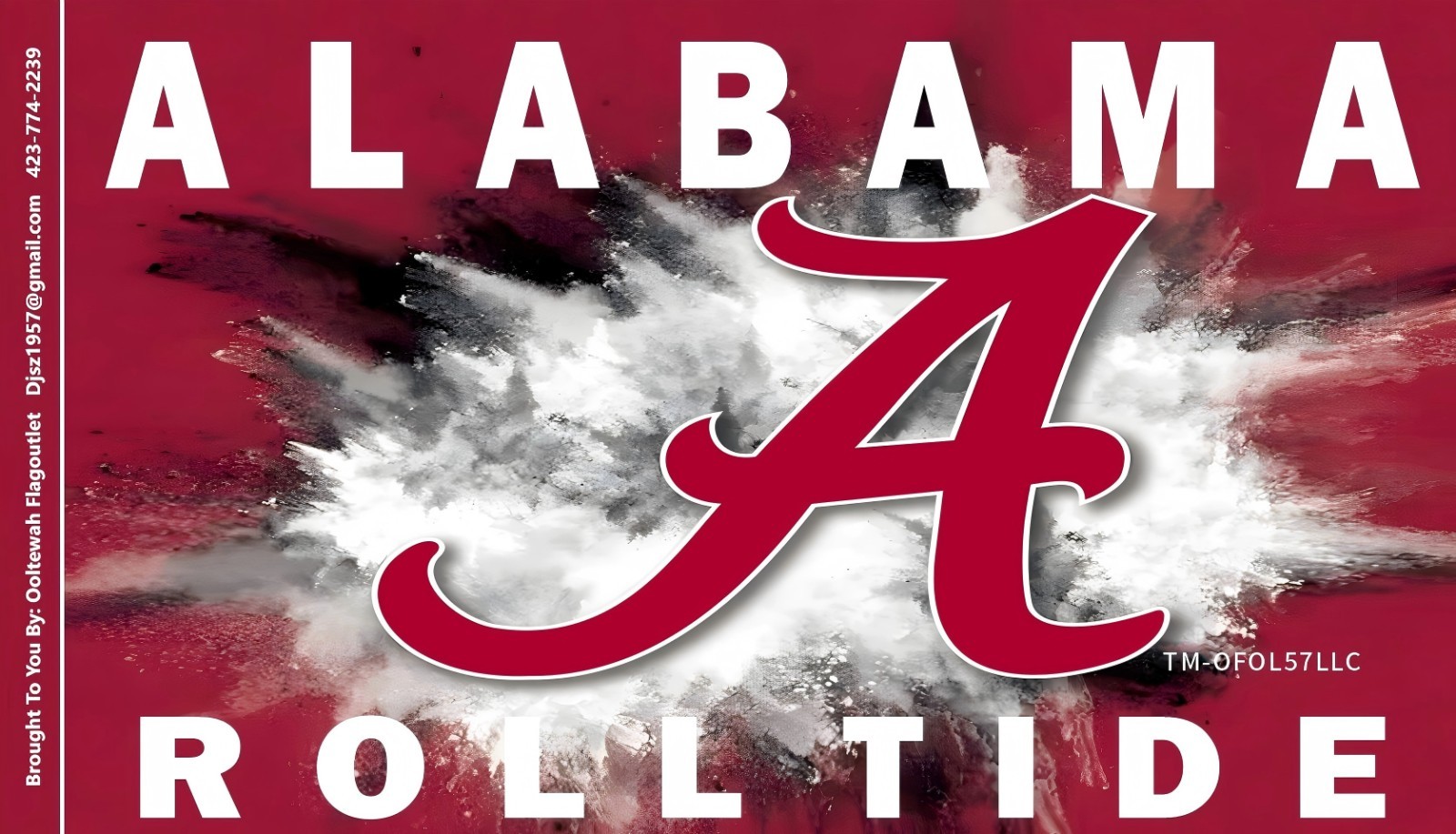 A 163-D ALABAMA Crimson Tide Two Sided Mirror Back 3x5 Flag