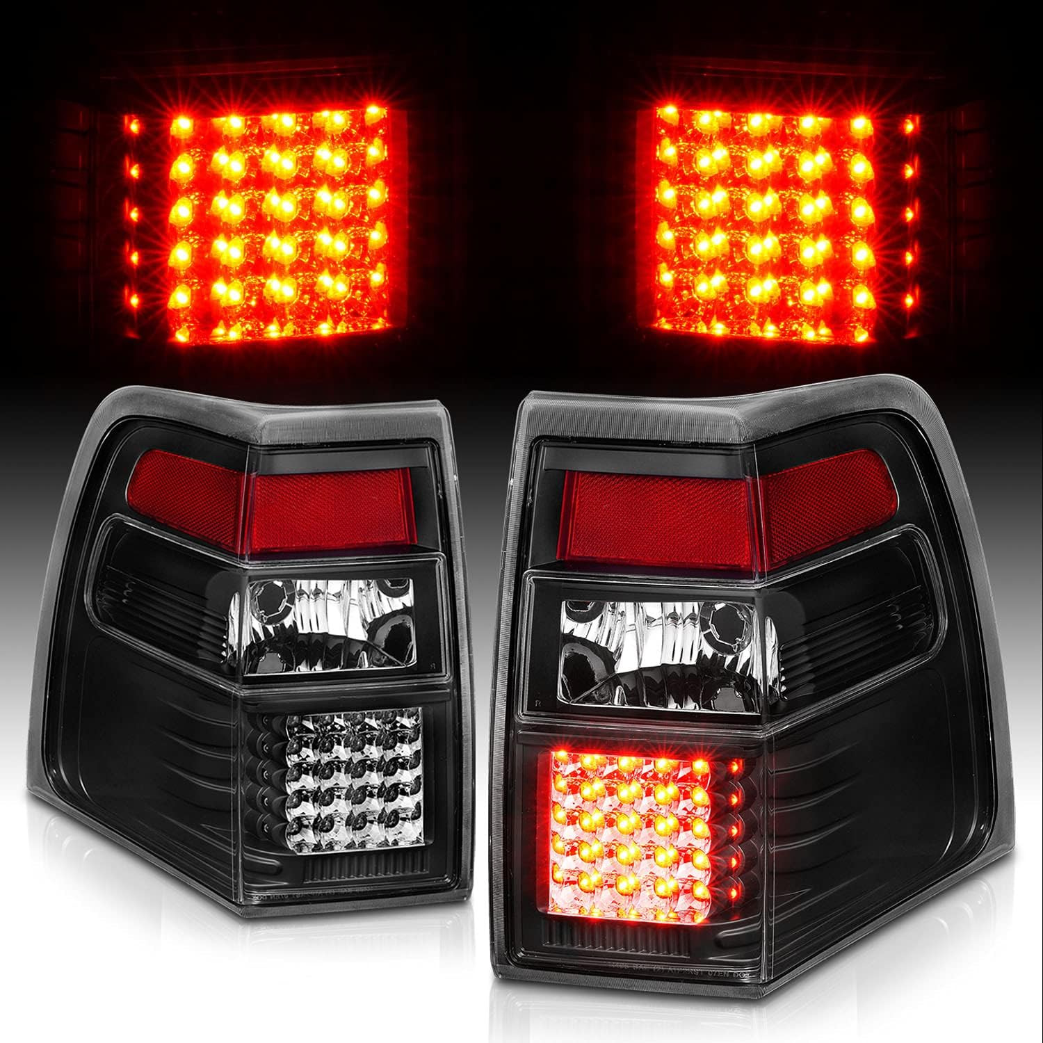 Black LED Replacement Brake Tail Lights Set for 2007-2017 Ford Expedition - Pass