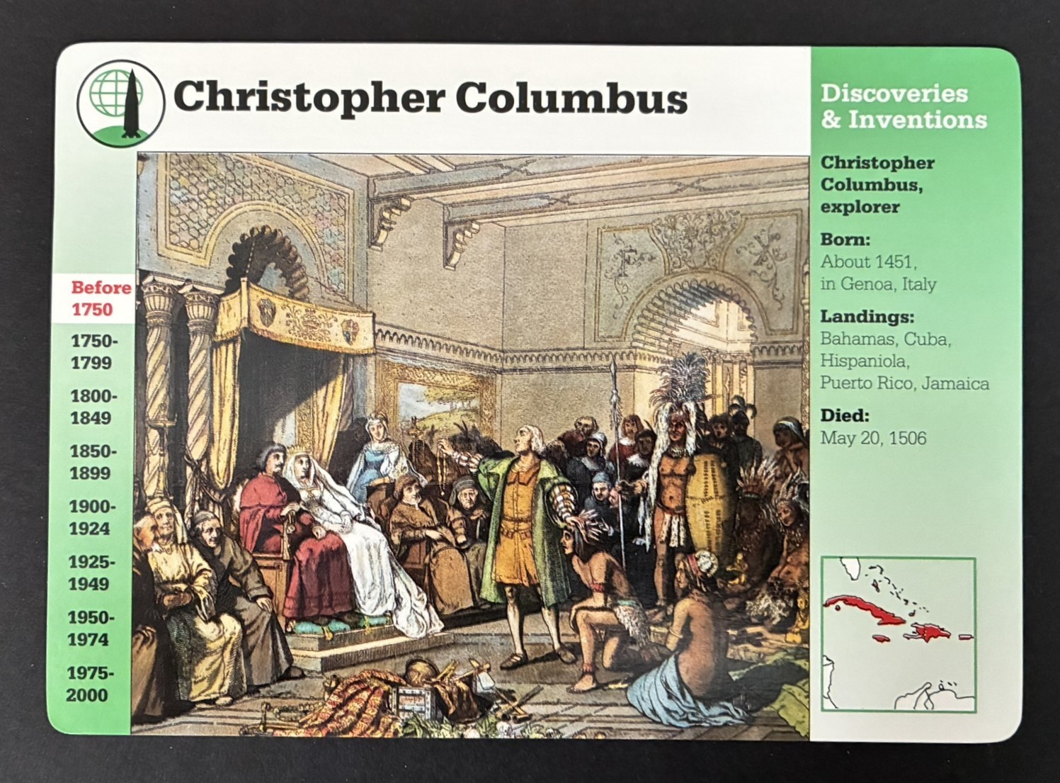 Christopher  Columbus Queen Isabella Spain  Grolier  Collector Card