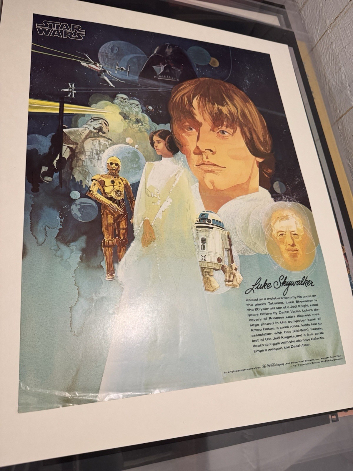 1977 Star Wars Luke Skywalker Coca Cola Burger Chef Poster 18x24 Original