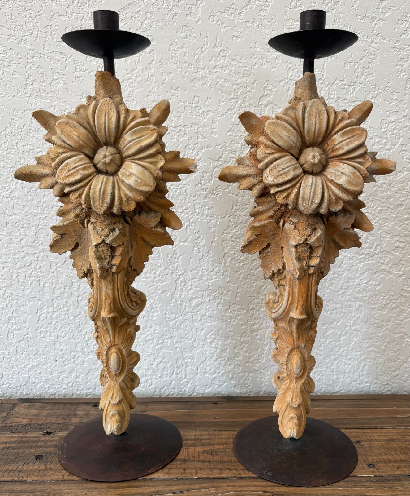 Pair of 1999 Hayes Parker Pillar Statue Candle Holders 16.5\