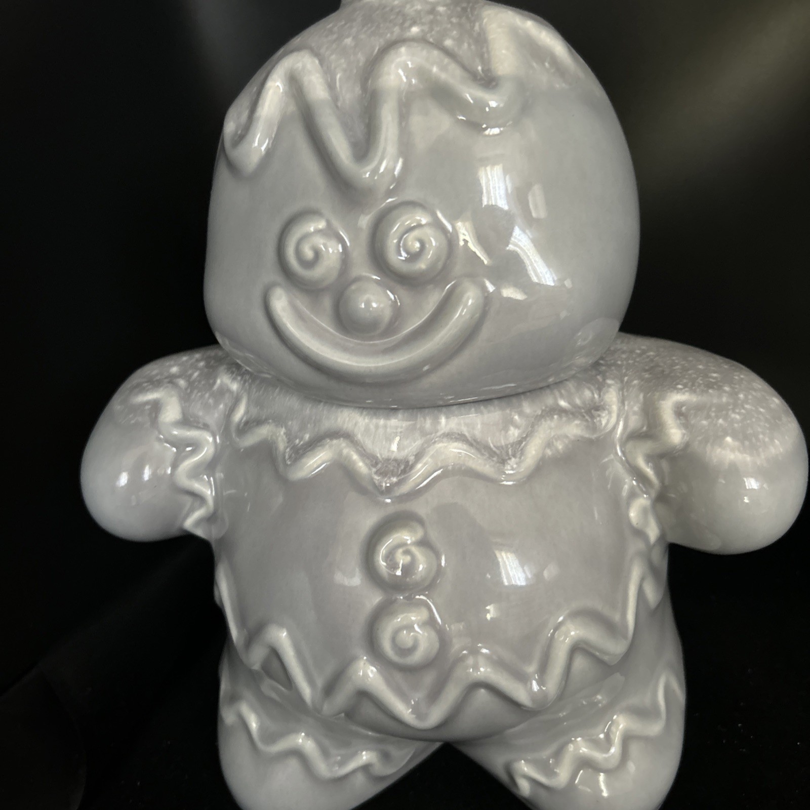 VINTAGE HULL POTTERY GINGERBREAD MAN COOKIE JAR GRAY DRIP USA RARE