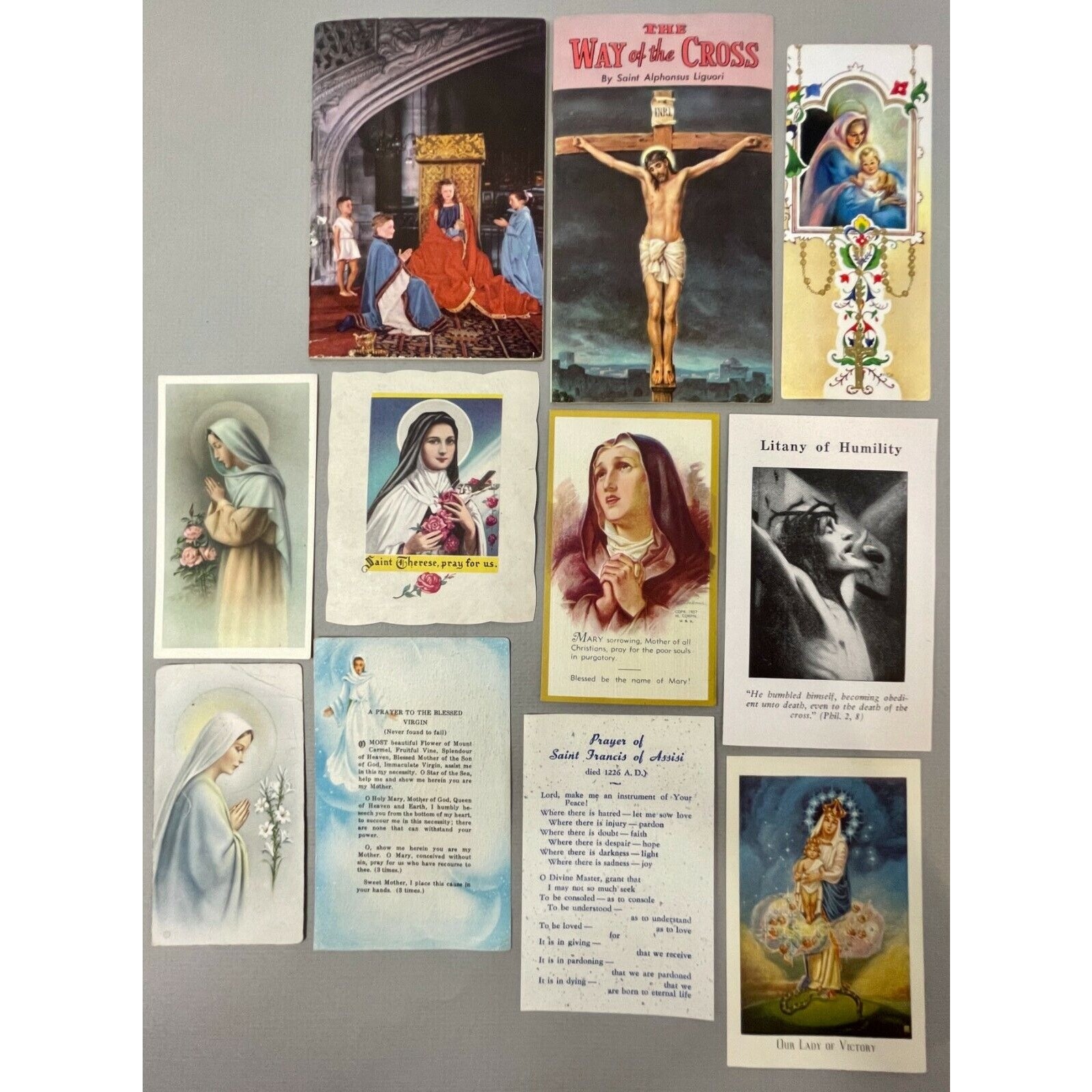 Vintage Lot Catholic Religious Ephemera, Holy Prayer Cards Devotional Catholic