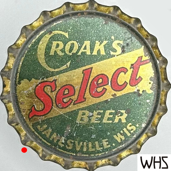Croak\'s Select Sparta Bottling Works BEER cork lined beer bottle cap 1933-1939
