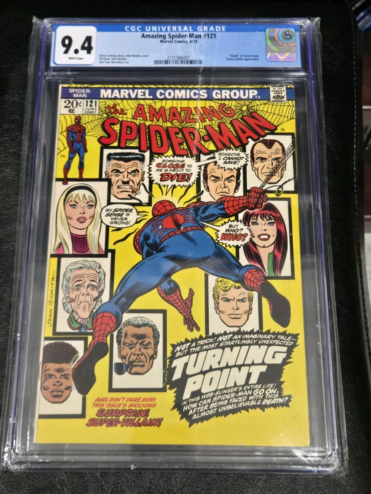 Amazing Spider-Man # 121 CGC 9.4 with White Pages Death of Gwen Stacy WOW