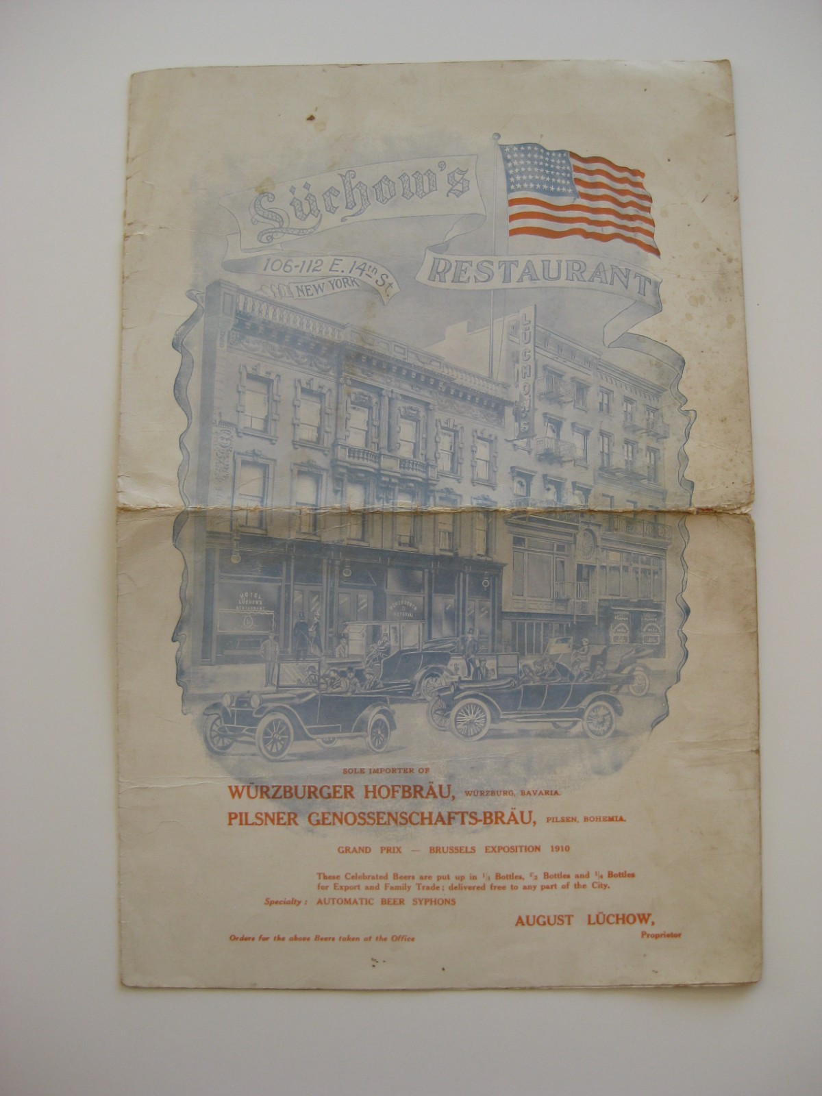 Vtg 1917 Luchow\'s German Restaurant Menu New York 106-112 E. 14th. St. Rare Vtg 1917 Luchow\'s German Restaurant Menu New York 106-112 E. 14th. St. Rare