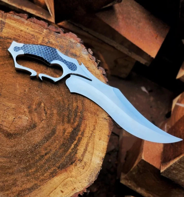 Custom handmade carbon steel hunting knife, Honeycomb Inspired Handle & Sheath Custom handmade carbon steel hunting knife, Honeycomb Inspired Handle & Sheath