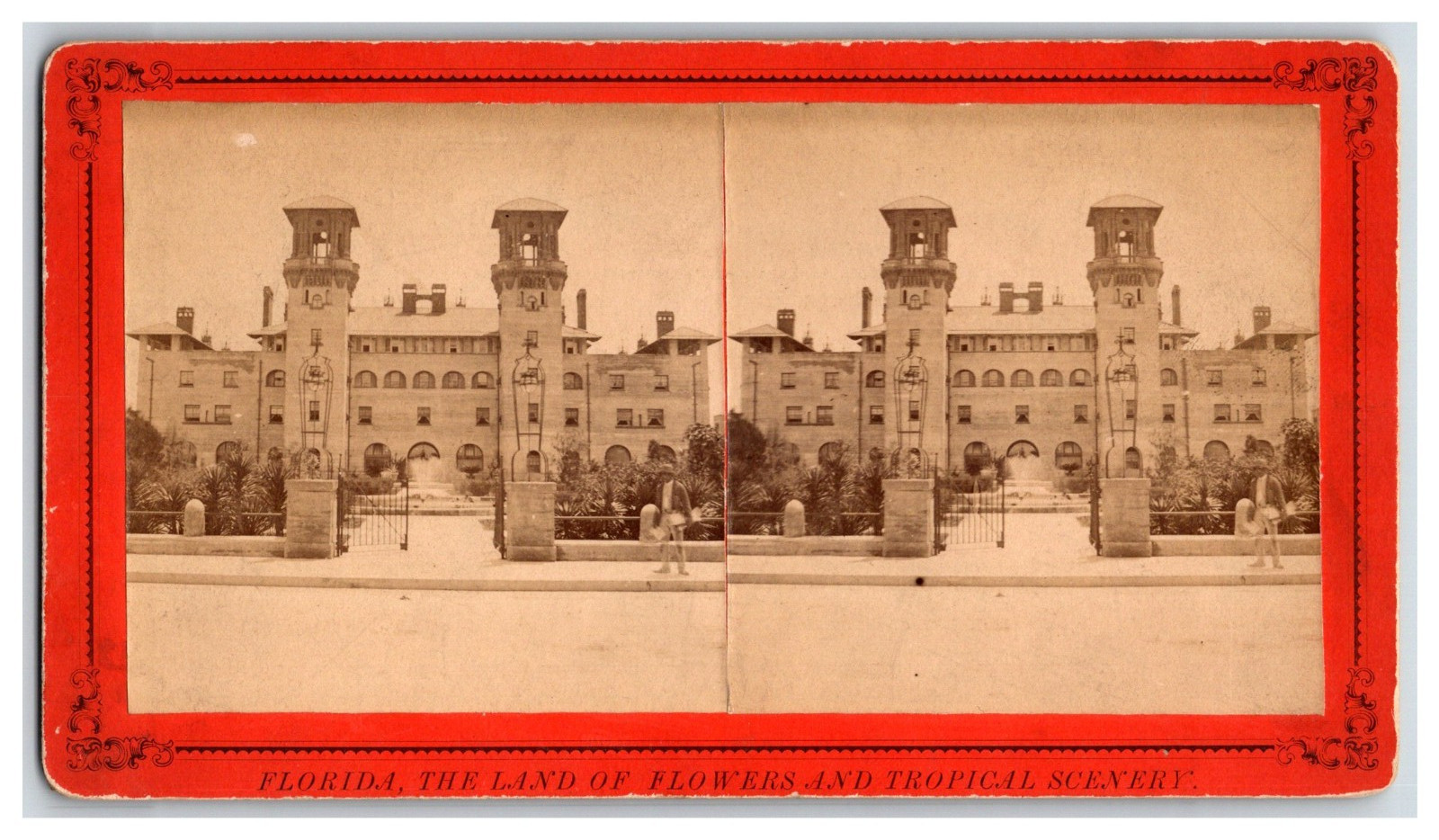 HOTEL ALCAZAR early view Rare St Augustine Florida Stereoview 1800s