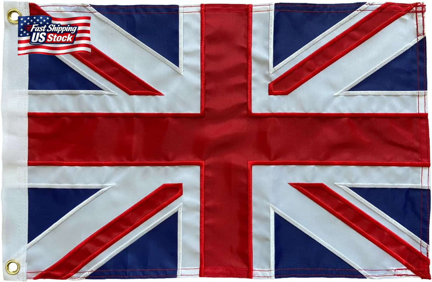 Homissor British Flag 12X18 Union Jack England Boat Flags Embroidered Sewn Strip Homissor British Flag 12X18 Union Jack England Boat Flags Embroidered Sewn Strip