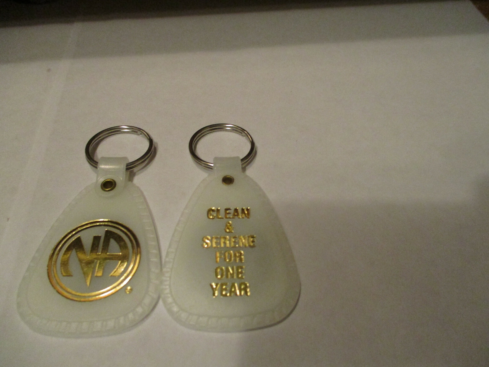 NA NARCOTICS ANONYMOUS KEYTAG CLEAN TIME - ONE YEAR - GLOWS IN THE DARK 