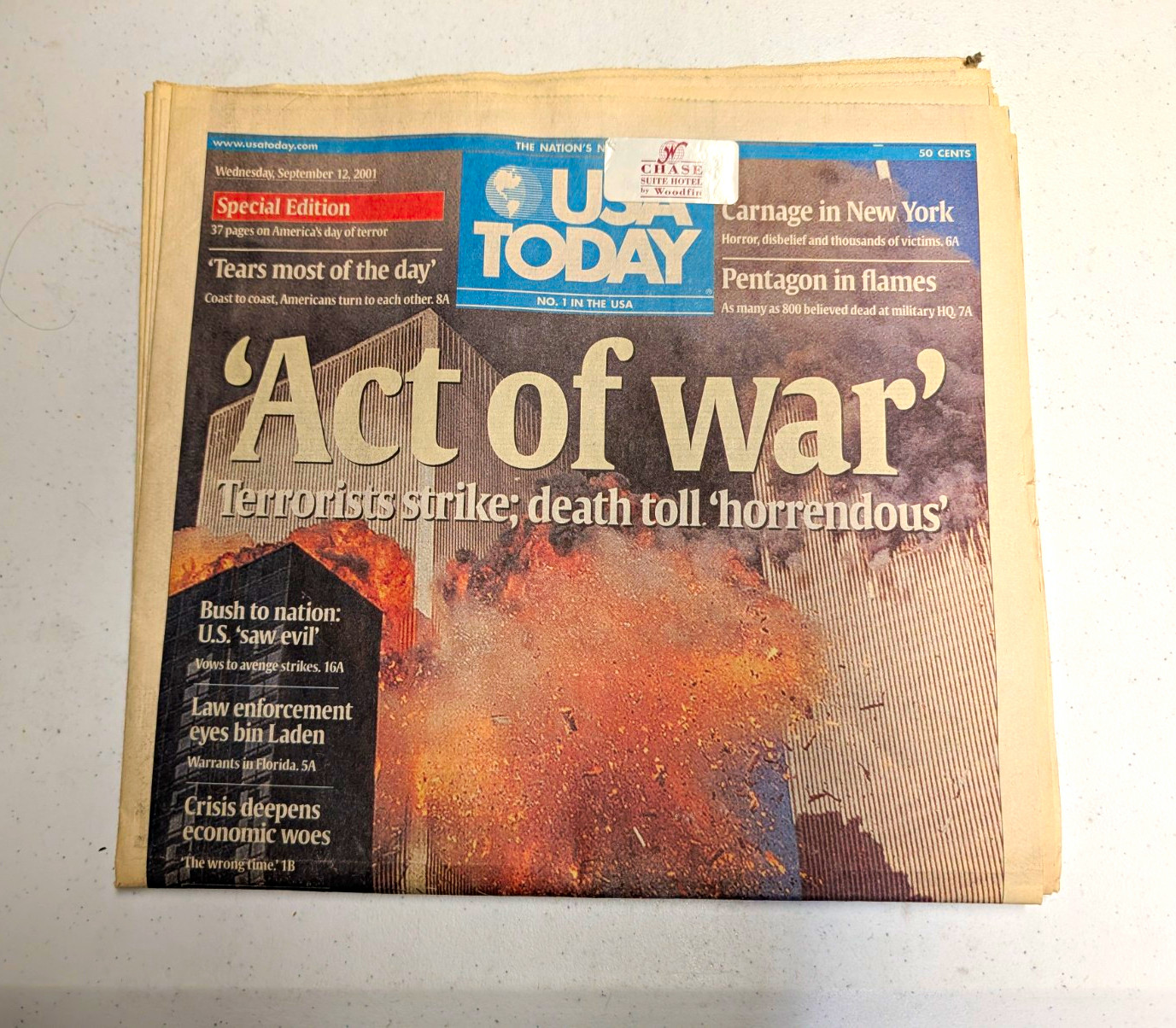 USA TODAY Newspaper Special Edition September 12 2001 