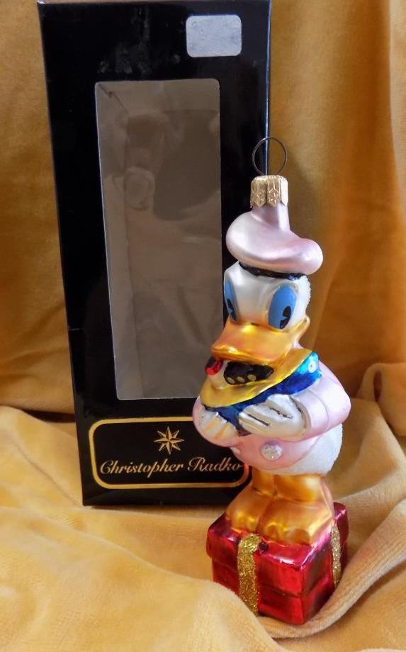 Vintage 1996 Christopher Radko Disney Donald Duck Ready for Sea Glass Ornament