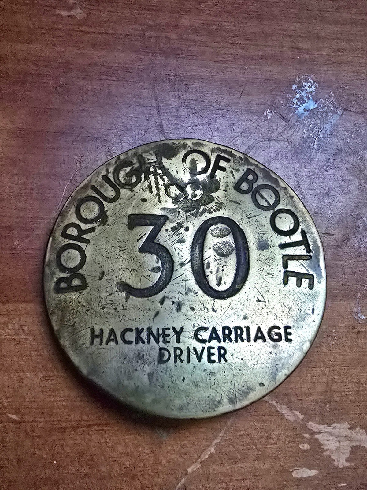 Vintage Borough of Bootle Obsolete hackney carriage driver badge #30 Vintage Borough of Bootle Obsolete hackney carriage driver badge #30