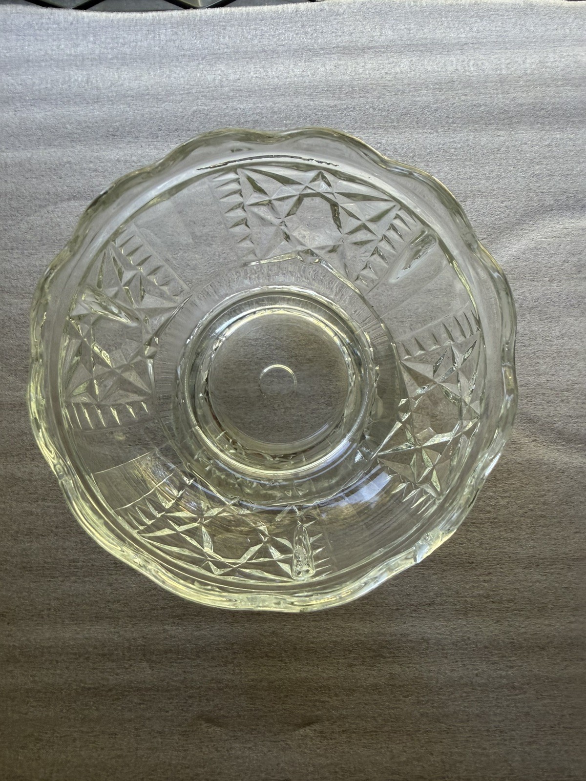 Vintage Indiana Glass Clear Stars and Bars Fairy Light Fairy Lamp bottom ONLY