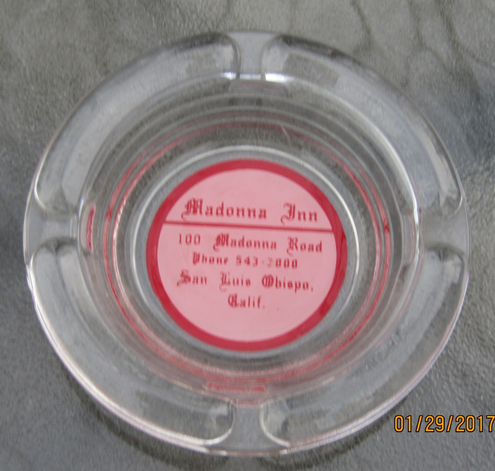 Vintage Madonna Inn San Luis Odispo California Glass Advertising Ashtray CLEAN Vintage Madonna Inn San Luis Odispo California Glass Advertising Ashtray CLEAN