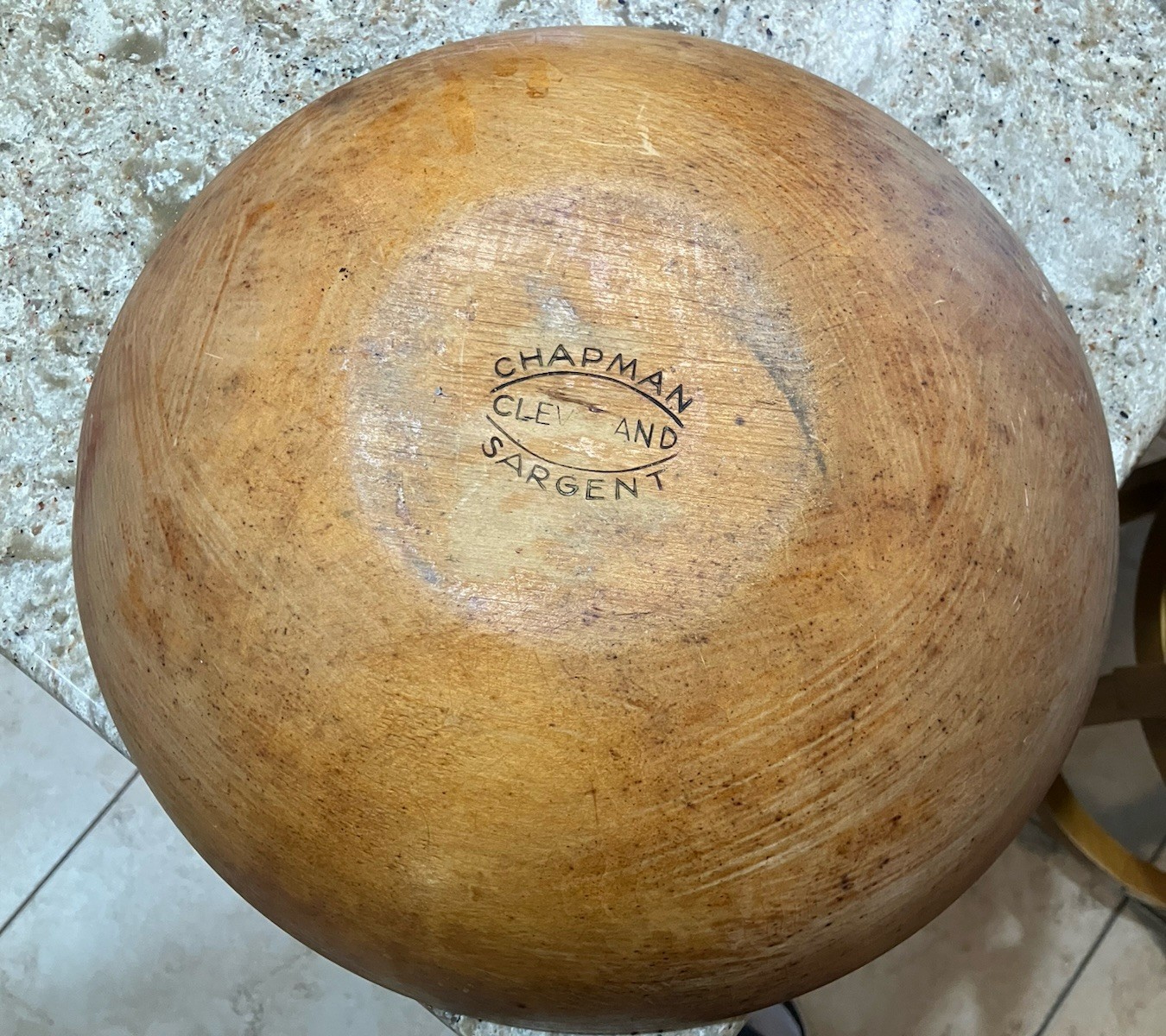 antique 1900s chapman sargent hand turned large wooden bowl cleveland BEAUTIFUL